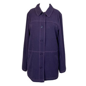 Denim & Co Jacket‎ Womens Sz Medium Purple Twill Stretch Collared Jacket NWOT